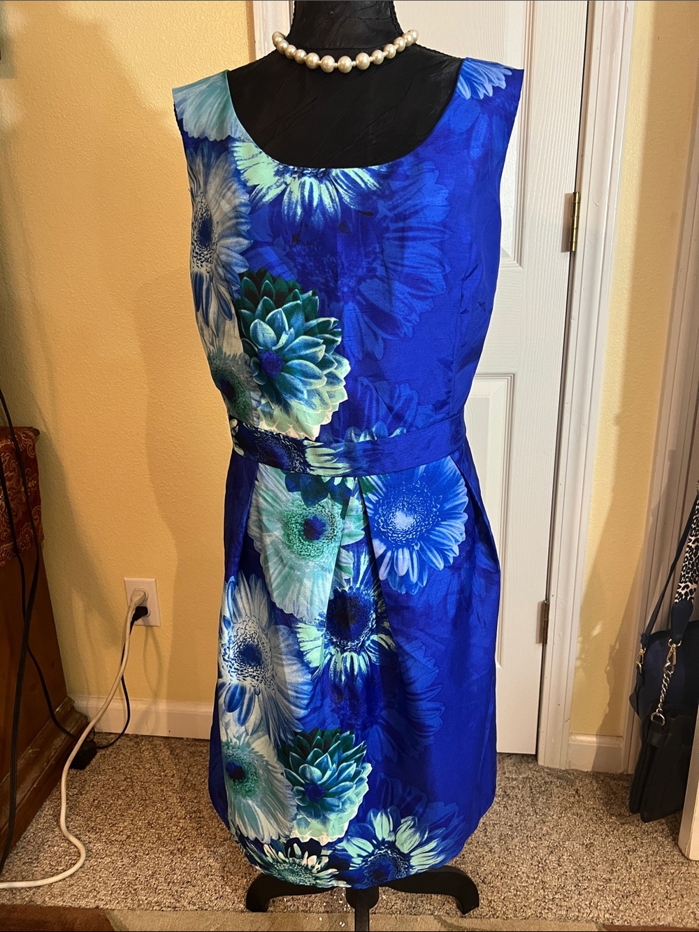 R&K Royal Blue Floral Midi Dress